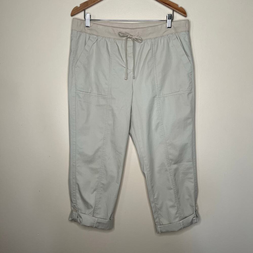 Talbots Pull On Drawstring Cropped Casual Pants Roll Up Ankle 14P